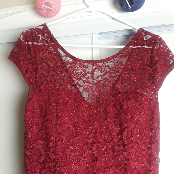 Forever Dresses & Skirts - Burgundy Lace Mermaid Formal Evening Dress